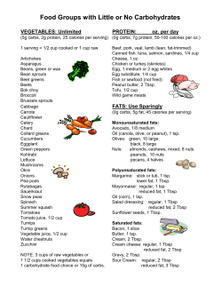 My CHO Food Groups Little or No Carbs