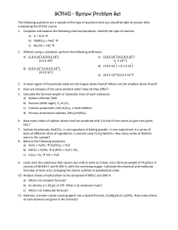 SCH4U - Review Problem Set