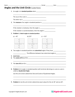 Angles and the Unit Circle Guided Notes