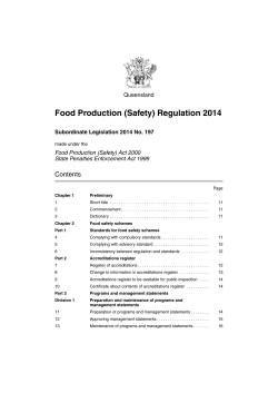 Food Production (Safety) Regulation 2014
