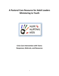 A Pastoral Care Resource for Adult Leaders Ministering to Youth