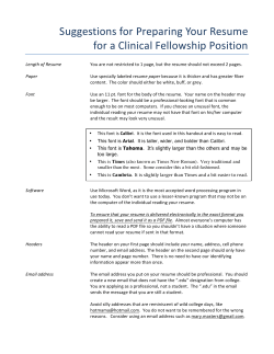 Suggestions for Preparing Your Resume for a Clinical Fellowship