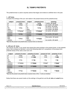 el tiempo pret&eacute;rito - Teacher Pages: Teacher Pages