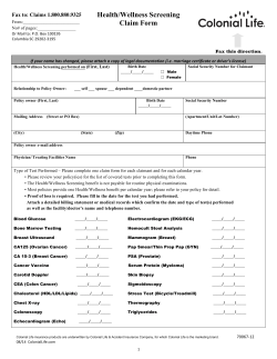 Colonial Wellness Screening Claim Form