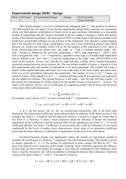 Experimental design (DOE) - Design