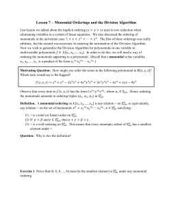 Lesson 7 &ndash; Monomial Orderings and the Division