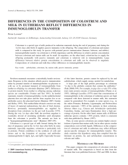 differences in the composition of colostrum and milk in eutherians