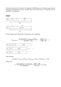 Evaluate the service time to trasmit a TCP segment of 10000 byte