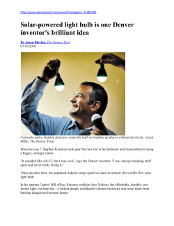 Solar-powered light bulb is one Denver inventor`s brilliant idea