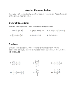 Honors Algebra II Summer Review