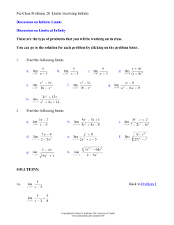 Lesson 19 Limits Involving Infinity