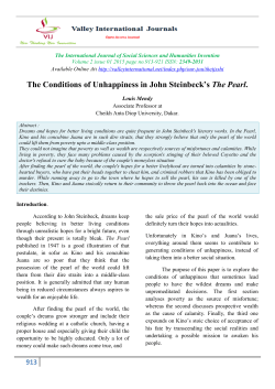 The Conditions of Unhappiness in John Steinbeck`s The Pearl.