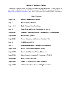 Lemon Bay AP Lit Resource Packet