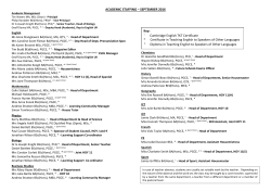 List of Academic and Pastoral Staff