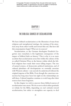 CHAPTER 1 THE BIBLICAL SOURCES OF SECULARIZATION