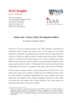 South Asia: A Story of Key Development Indices