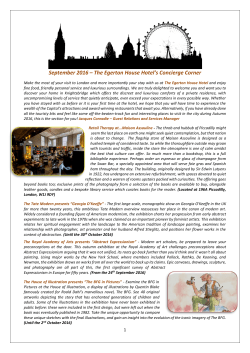 September 2016 &ndash; The Egerton House Hotel`s Concierge Corner