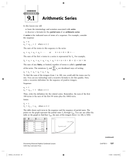 LESSON 9.1 Arithmetic Series