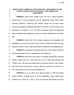 1 resolution approving the twelfth amendment to the 2 marta rapid