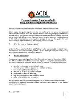 ADC Inmate Grievance FAQ Brochure - Arizona Center for Disability
