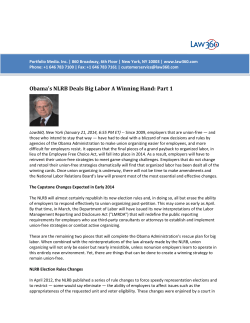 Obama`s NLRB Deals Big Labor A Winning Hand