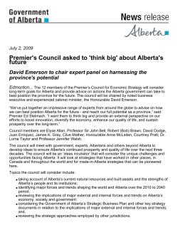 Premier`s Council asked to `think big` about Alberta`s future