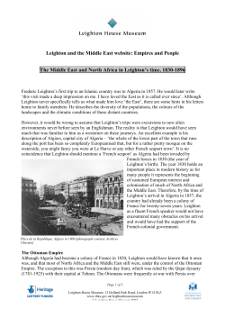 The Middle East and North Africa in Leighton`s time