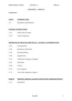 CHAPTER 11 - APPEALS CONTENTS PART I INTRODUCTION