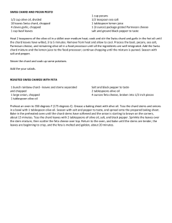 SWISS CHARD AND PECAN PESTO 1/2 cup olive oil, divided 10