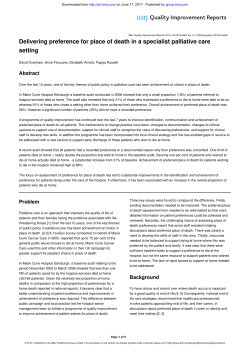 Delivering preference for place of death in a specialist palliative care