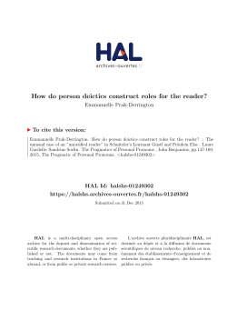 How do person deictics construct roles for the reader? - Hal-SHS