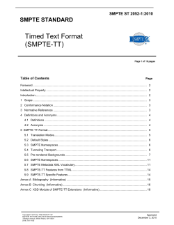 Timed Text Format (SMPTE-TT) - Society of Motion Picture