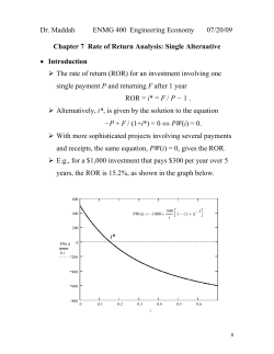 Rate of Return Analysis: Single Alternative