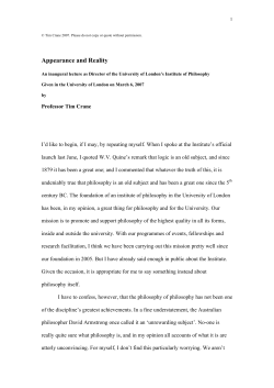 Appearance and Reality