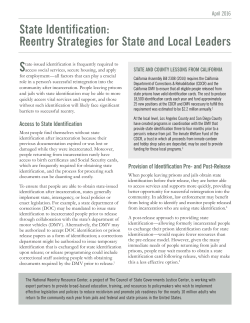 State Identification: Reentry Strategies for State and Local Leaders