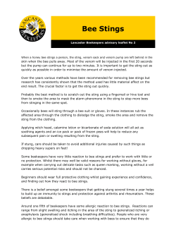 No 2. Bee Stings - Lancaster Beekeepers