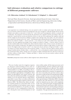 Salt tolerance evaluation and relative comparison in cuttings of
