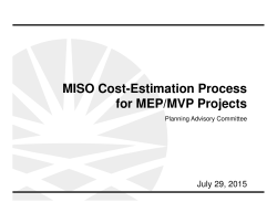 MISO Cost-Estimation Process for MEP/MVP Projects