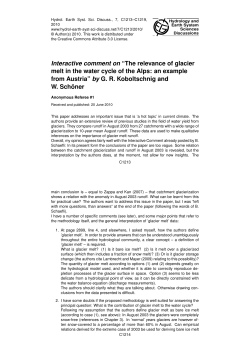 Interactive comment on &ldquo;The relevance of glacier melt in the water