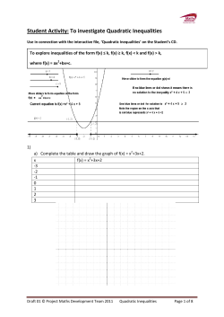 Student Activity: To investigate Quadratic Inequalities