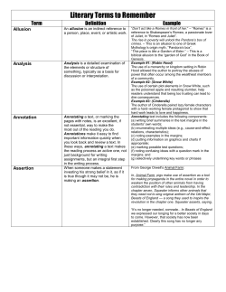 Literary Terms to Remember
