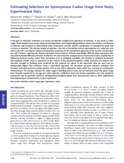 Article Estimating Selection on Synonymous Codon Usage from