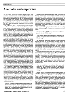 Anecdotes and empiricism - British Journal of General Practice