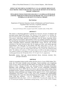 Effect Of Non-metal Elements (C, N, S) As Anionic Dopants On