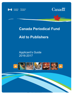 Canada Periodical Fund: Aid to Publishers