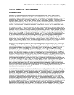 1 Teaching the Ethics of Free Improvisation
