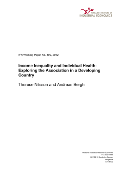 Income Inequality and Individual Health: Exploring the Association