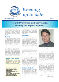 Health Promotion and Spirituality: making the implicit explicit