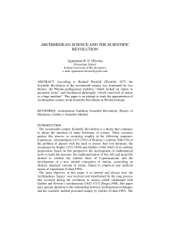 ARCHIMEDEAN SCIENCE AND THE SCIENTIFIC REVOLUTION