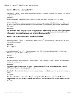 Section 1 Electric Charge: Review Section 2 Electrostatic Force